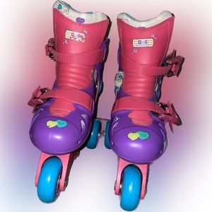 Girls doc mcstuffins size j6-j9 skates.